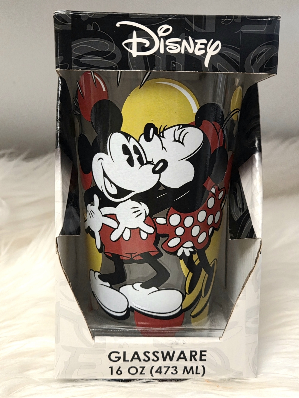Disney - Mickey & Minnie Kiss Glass - Yellow, Red, Black